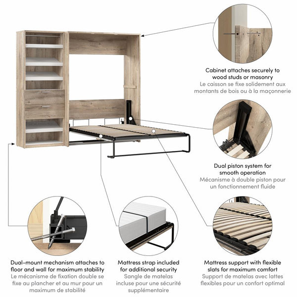 Full Murphy Bed with Closet Organizer (89W)