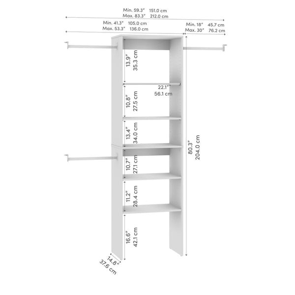 Closet Kit with Shelves & Clothing Rods, 24W x 15D