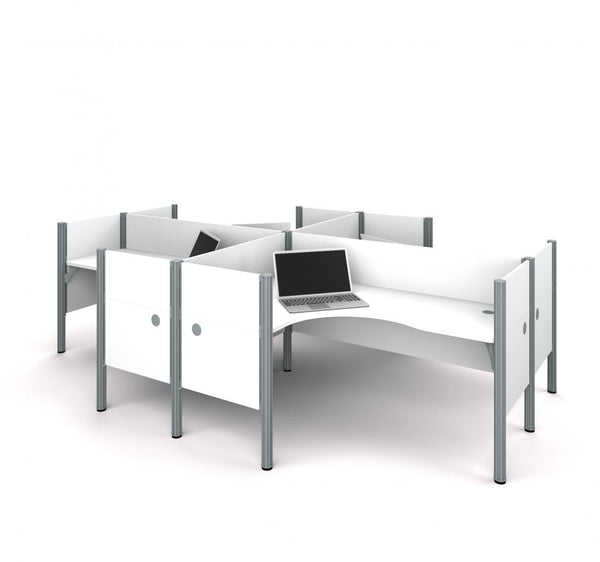 4-Person Closed Office Cubicles with Low Privacy Panels