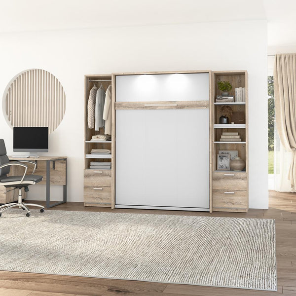 Full Murphy Bed and 2 Narrow Closet Organizers with Drawers (99W)