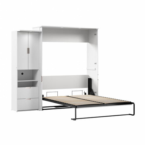 91W Queen Murphy Bed with Storage Cabinet