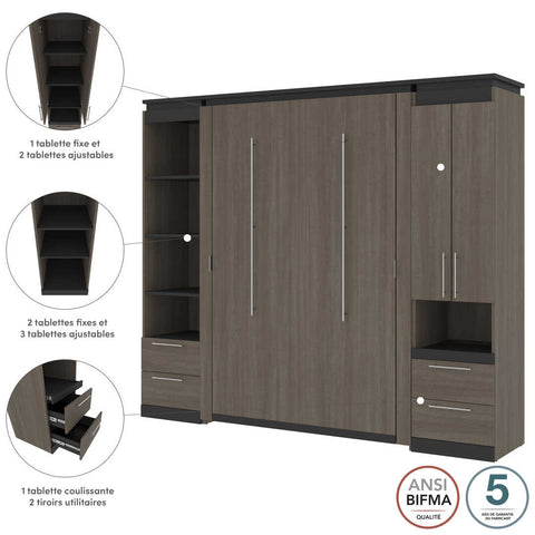 Full Murphy Bed and Narrow Storage Solutions with Drawers (99W)