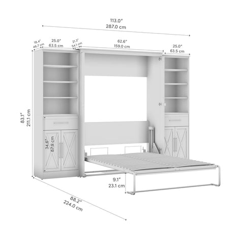Full Murphy Bed and Closet Organizers with Doors and Drawers (113W)
