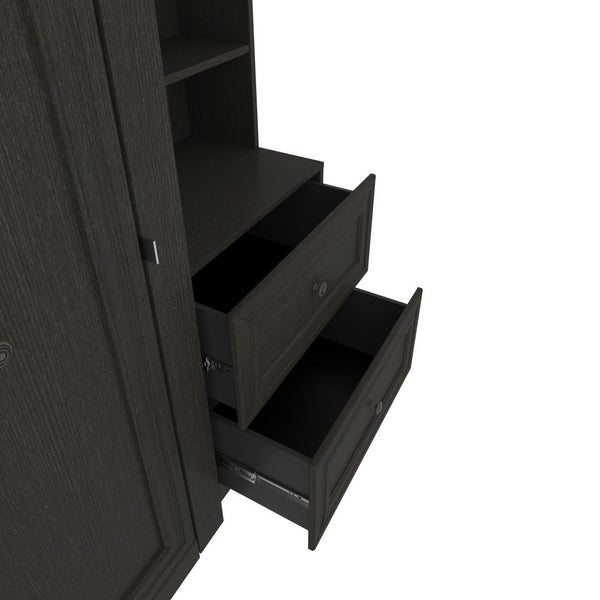 Queen Murphy Bed and Two Shelving Units with 2 Drawers (115W)