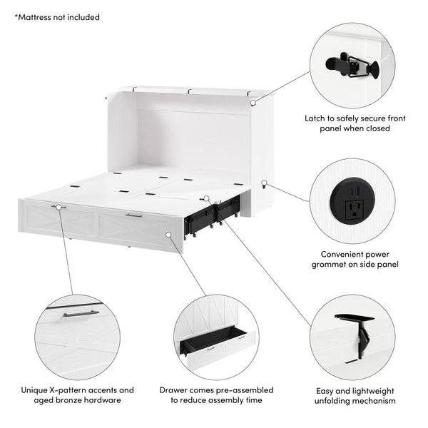59W Full Murphy Cabinet Bed with Pullout Drawer