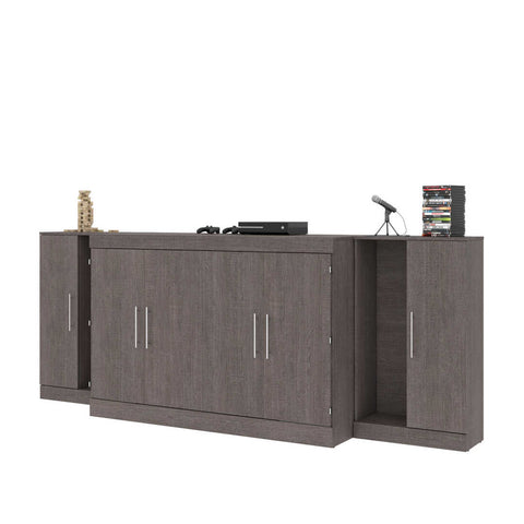 3-Piece Set Including One Queen Cabinet Bed with Mattress and Two 26″ Storage Units