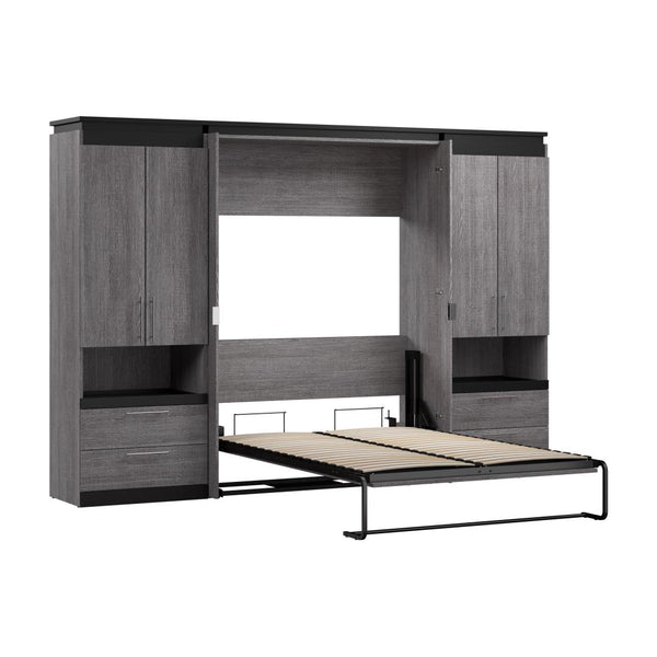 Full Murphy Bed with Storage Cabinets and Pull-Out Shelves (120W)