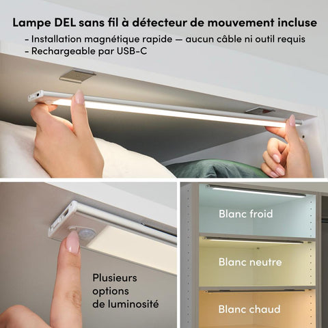 Modular closet System with Shelves, Drawers, Shoe Racks, Clothing Rods & LED Lights, Shaker Style, 85W x 25D