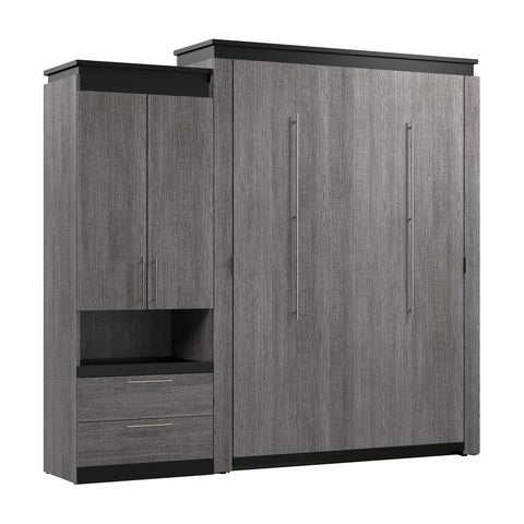 Queen Murphy Bed with Storage Cabinet and Pull-Out Shelf (97W)