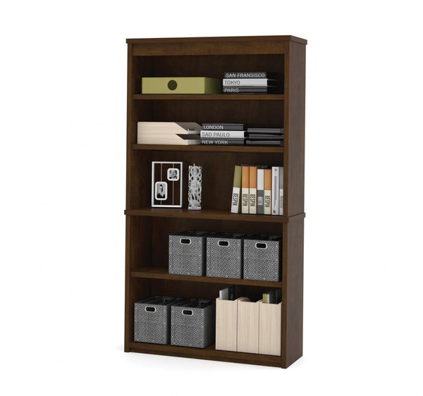 L-Shaped Desk with a Lateral File Cabinet and a Bookcase