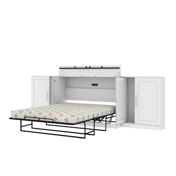 Queen Cabinet Bed with Mattress and Storage Cabinets (139W)