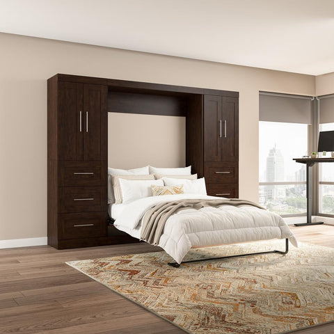 Full Murphy Bed with Closet Storage Cabinets (109W)