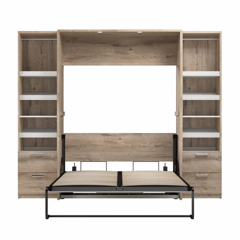 Full Murphy Bed and 2 Narrow Closet Organizers with Drawers (99W)