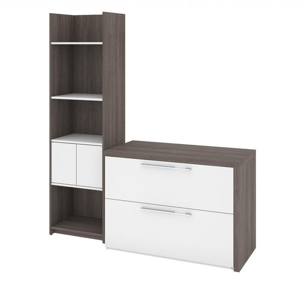 Small Sliding Desk with Shelving Unit