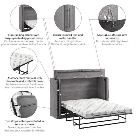 75W Queen Cabinet Bed with Mattress