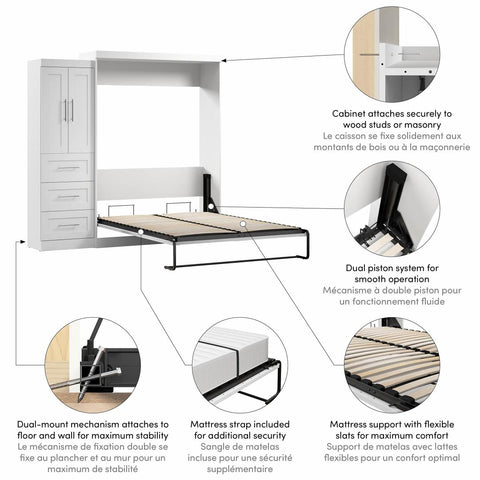 Queen Murphy Bed with Closet Storage Cabinet (89W)