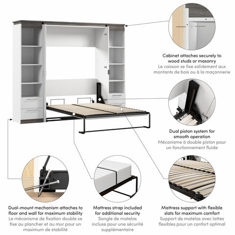 Full Murphy Bed with Shelves and Drawers (100W)