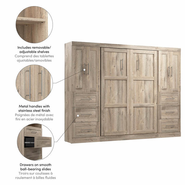 Full Murphy Bed with Closet Storage Cabinets (109W)