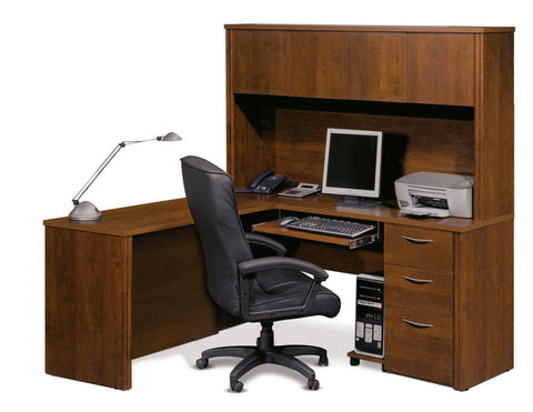 L-Shaped Desk with Pedestal and Hutch