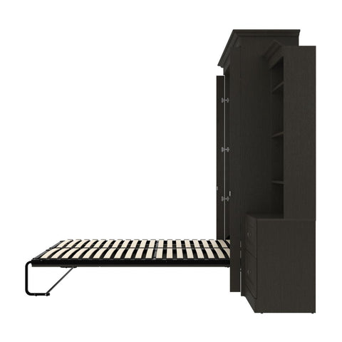 Queen Murphy Bed and Shelving Unit with 2 Drawers (92W)