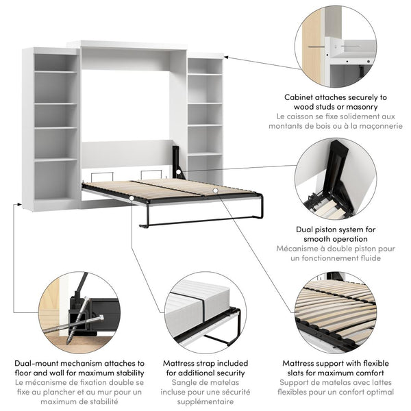 Queen Murphy Bed and 2 Shelving Units (115W)