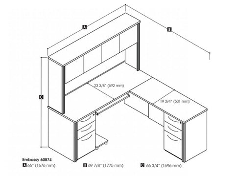 L-Shaped Desk with Hutch and Two Assembled Pedestals