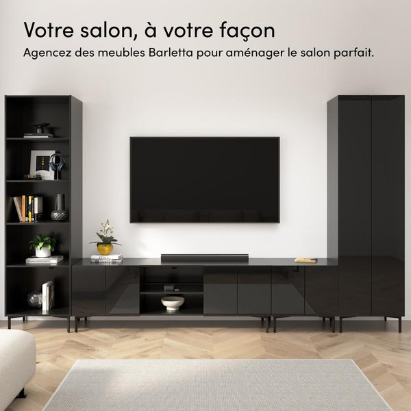 141W Modular Entertainment Center with TV Stand, Storage Cabinet, and Tall Storage Cabinets