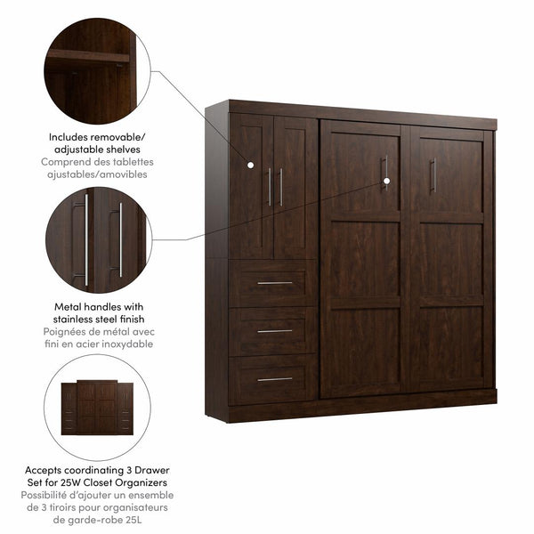 Full Murphy Bed with Closet Organizer with Drawers (84W)