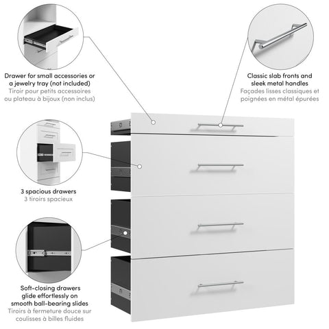Modular Drawers (4) Set, Slab Style, 36W x 16D