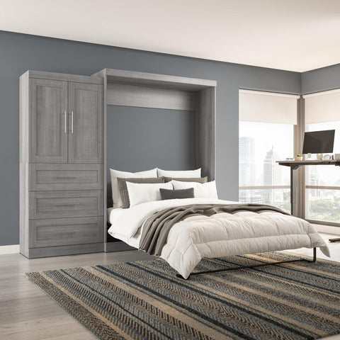 Queen Murphy Bed and Storage Cabinet with Drawers (101W)