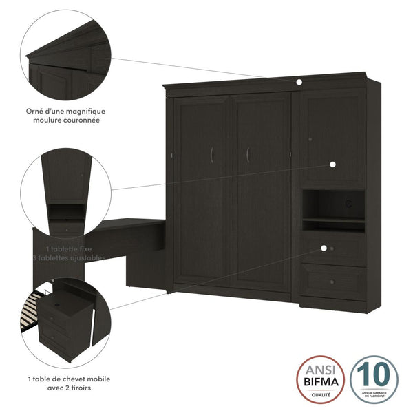 Full Murphy Bed and 1 Storage Unit with Mobile Nightstand and Desk (137”)