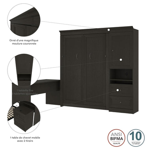 Full Murphy Bed and 1 Storage Unit with Mobile Nightstand and Desk (137”)