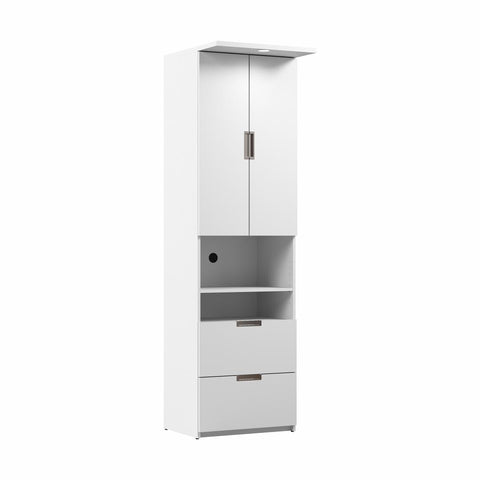 24W Tall Storage Cabinet with Doors and Drawers