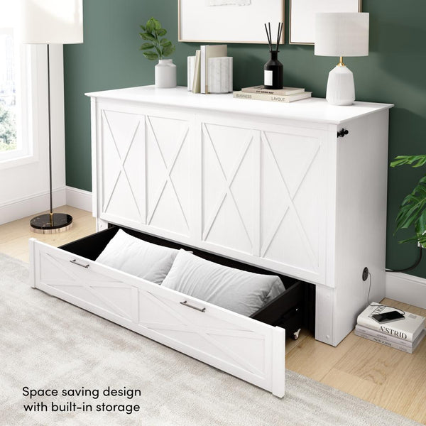 59W Full Murphy Cabinet Bed with Pullout Drawer