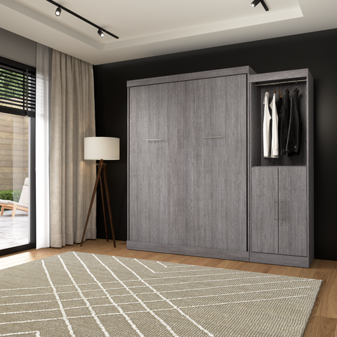 Queen Murphy Bed with Closet Organizer with Doors (90W)