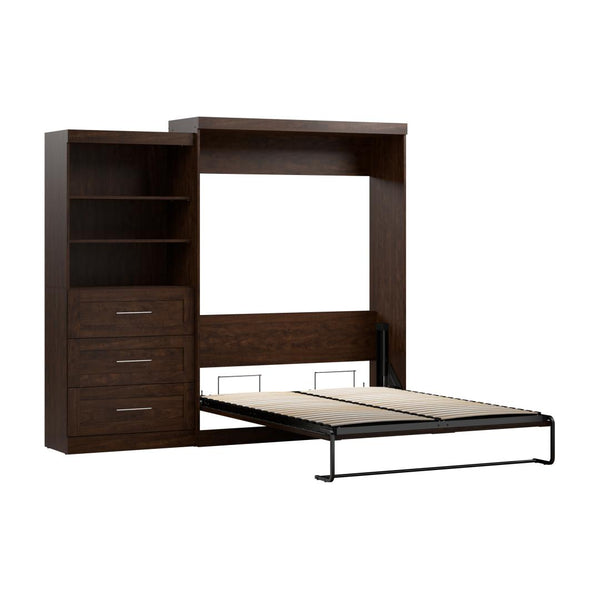 Queen Murphy Bed and Shelving Unit with Drawers (101W)
