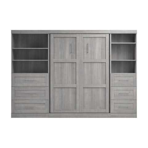 Full Murphy Bed and 2 Shelving Units with Drawers (120W)
