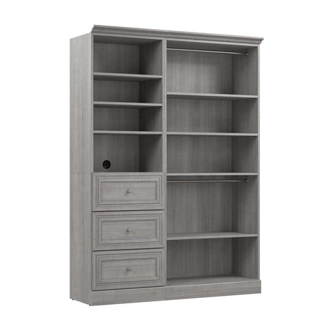 Traditional Closet System with Shelves, Drawers & Clothing Rods, 61W x 20D