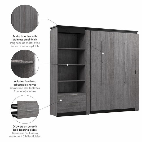 Full Murphy Bed with Shelves and Drawers (91W)