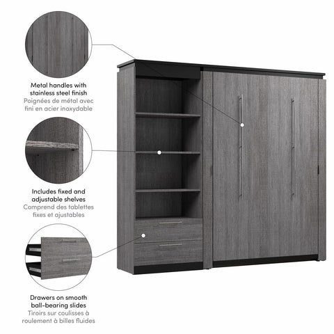 Full Murphy Bed with Shelves and Drawers (91W)