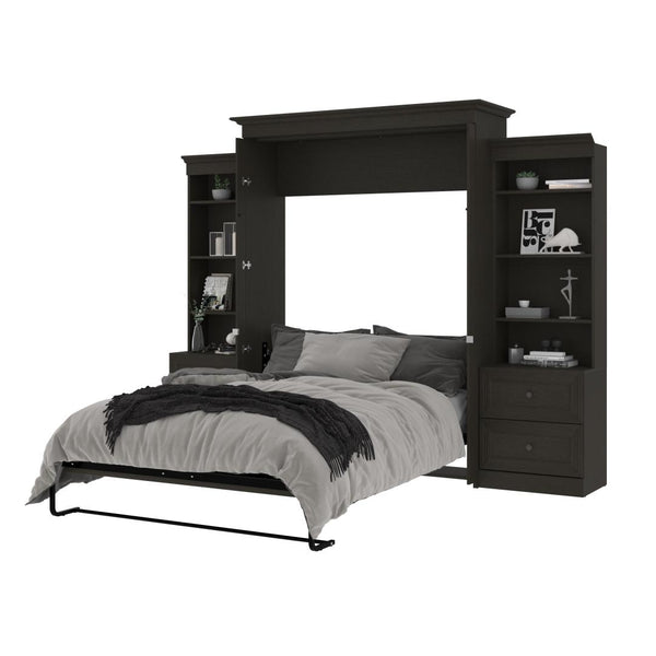 Queen Murphy Bed and Two Shelving Units with 2 Drawers (115W)