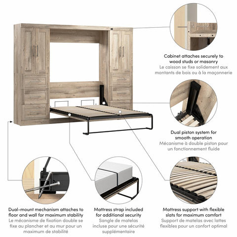 Full Murphy Bed with Closet Storage Cabinets (109W)