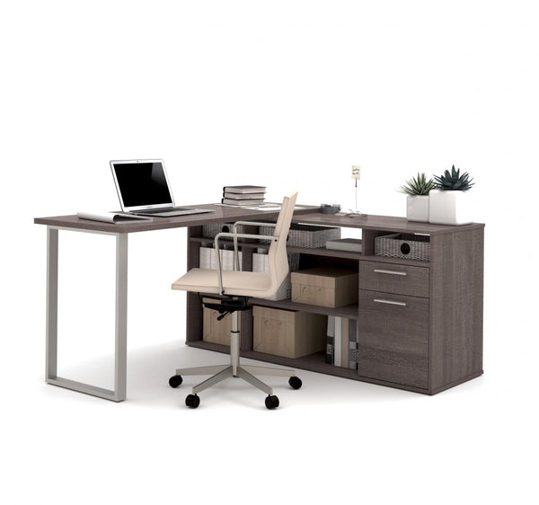 2-Piece Set including an L-Shaped Desk and a credenza