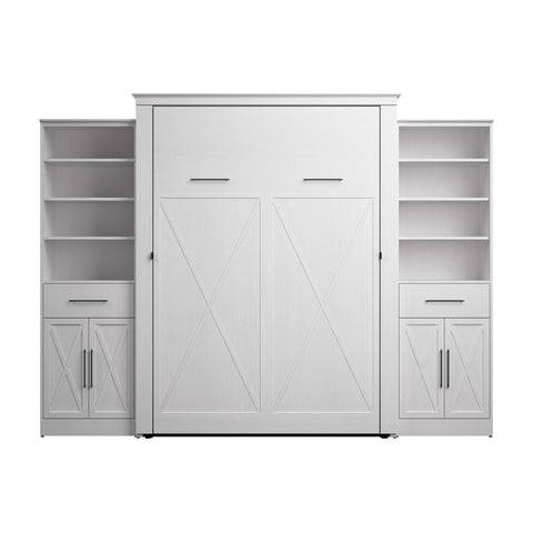 Queen Murphy Bed and Closet Organizers with Doors and Drawers (119W)