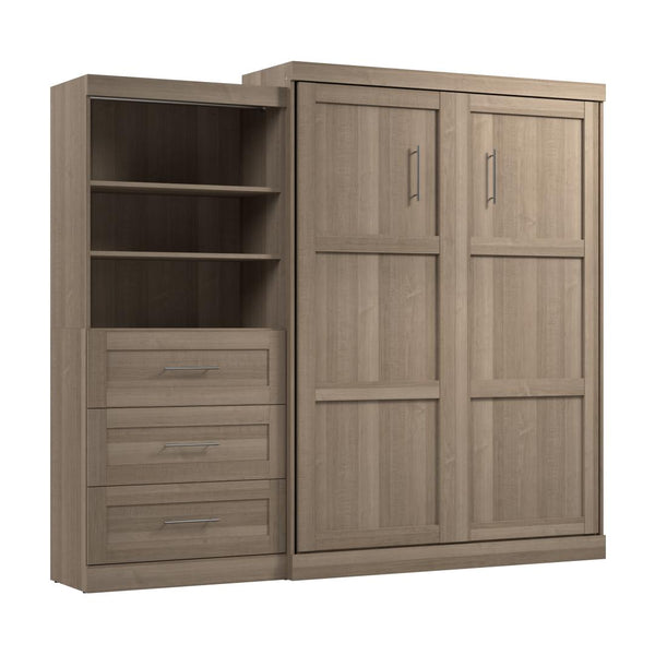 Queen Murphy Bed and Shelving Unit with Drawers (101W)