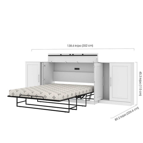Queen Cabinet Bed with Mattress and Storage Cabinets (139W)