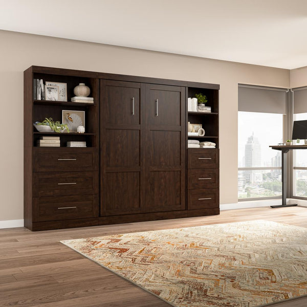 Full Murphy Bed and 2 Shelving Units with Drawers (120W)