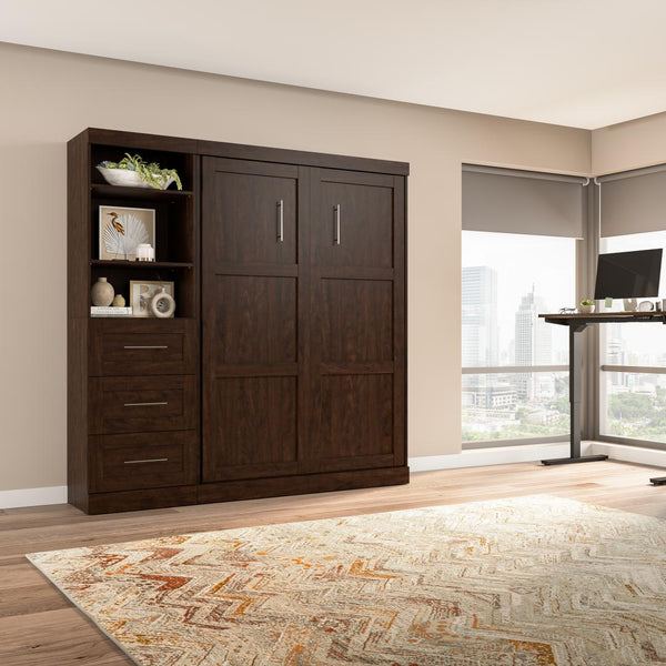 Full Murphy Bed and Shelving Unit with Drawers (84W)