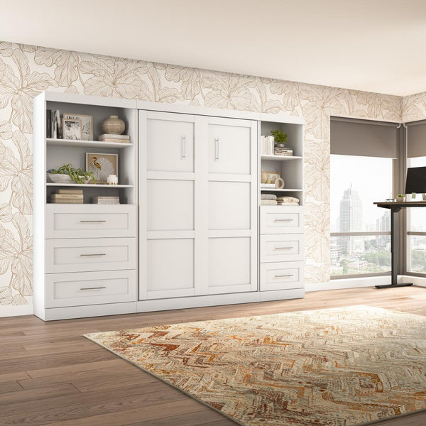 Full Murphy Bed and 2 Shelving Units with Drawers (120W)