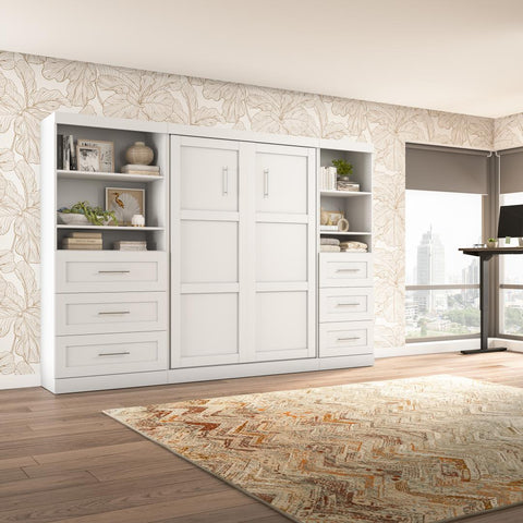Full Murphy Bed and 2 Shelving Units with Drawers (120W)
